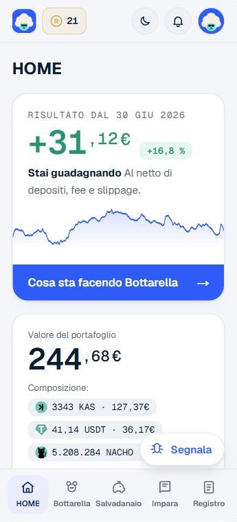 Schermata HOME di Bottarella